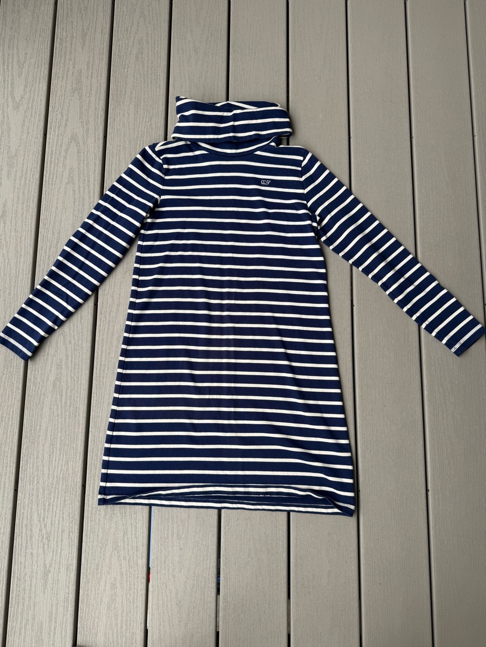 Vineyard Vines Girls XL 16 Striped Turtleneck Dress Navy White